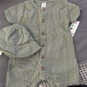 Carter's Olive Kids Pajama Set with Cap